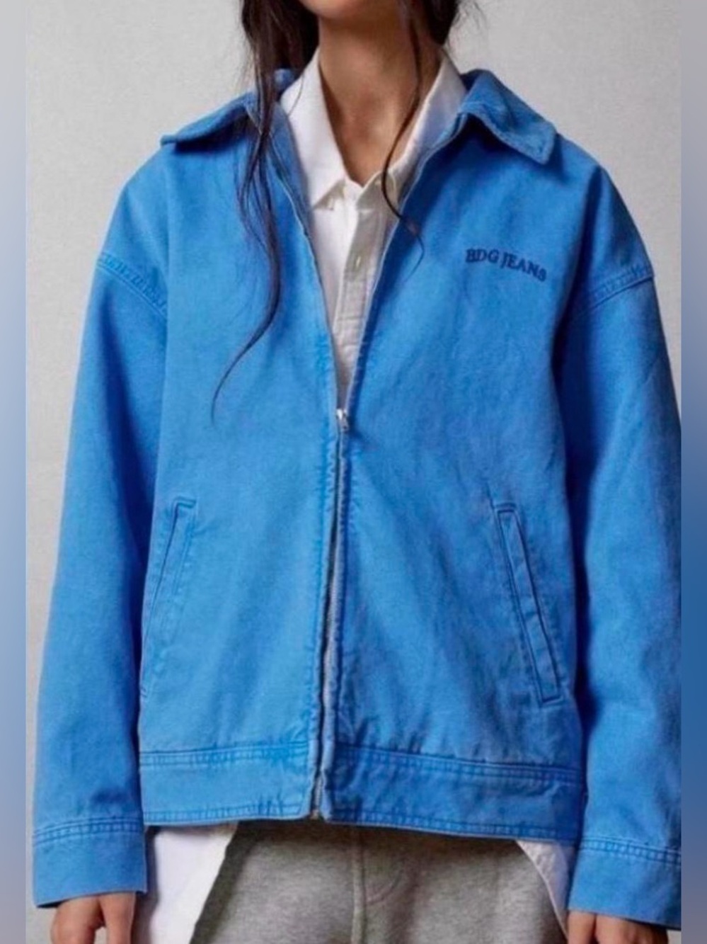 BDG Urban Outfitters Dex Canvas Corduroy Workwear Blue Coat Small
